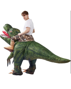 Green T-Rex Ride-On Inflatable Adult Costume