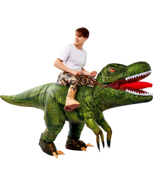 Green T-Rex Ride-On Inflatable Adult Costume