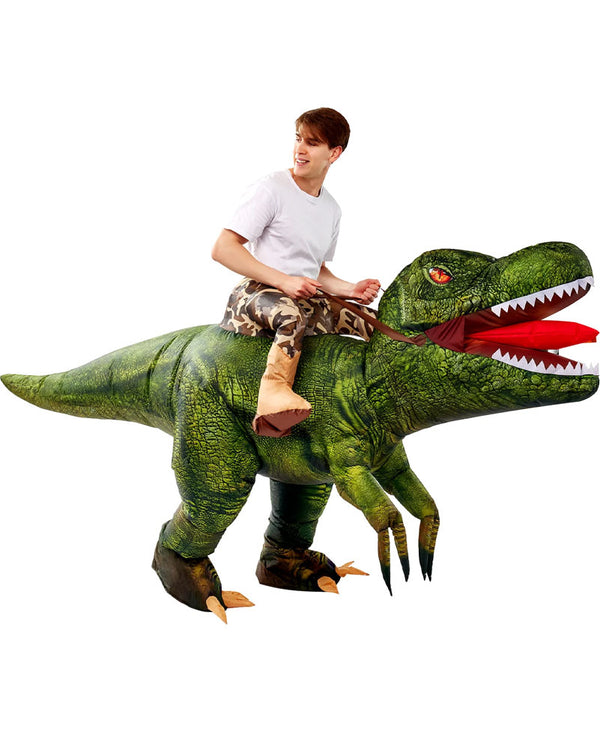 Green T-Rex Ride-On Inflatable Adult Costume