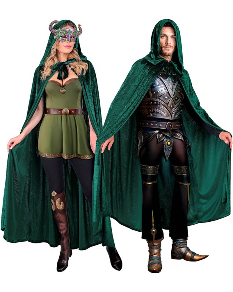 Green Velvet Hooded Cape 1.4m