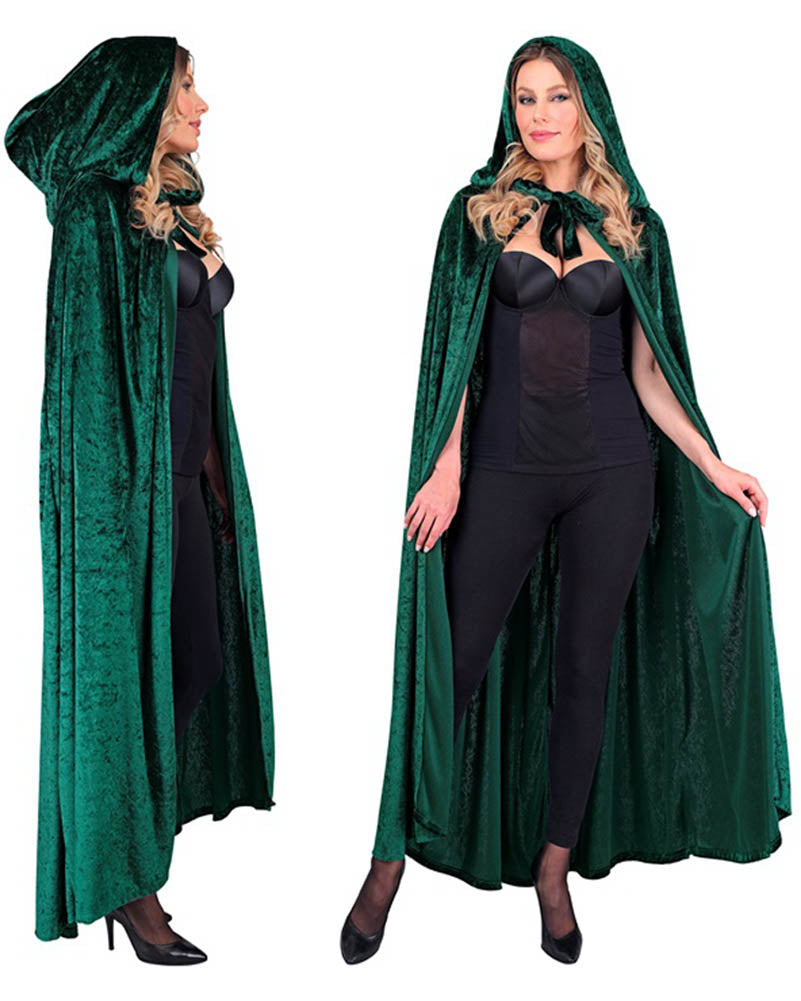 Green Velvet Hooded Cape 1.4m
