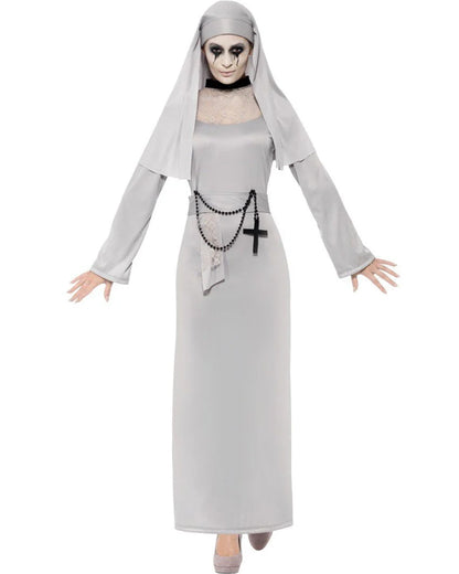 Grey Gothic Nun Womens Costume