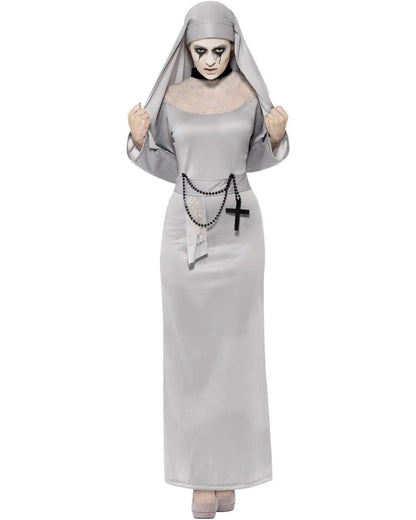 Grey Gothic Nun Womens Costume