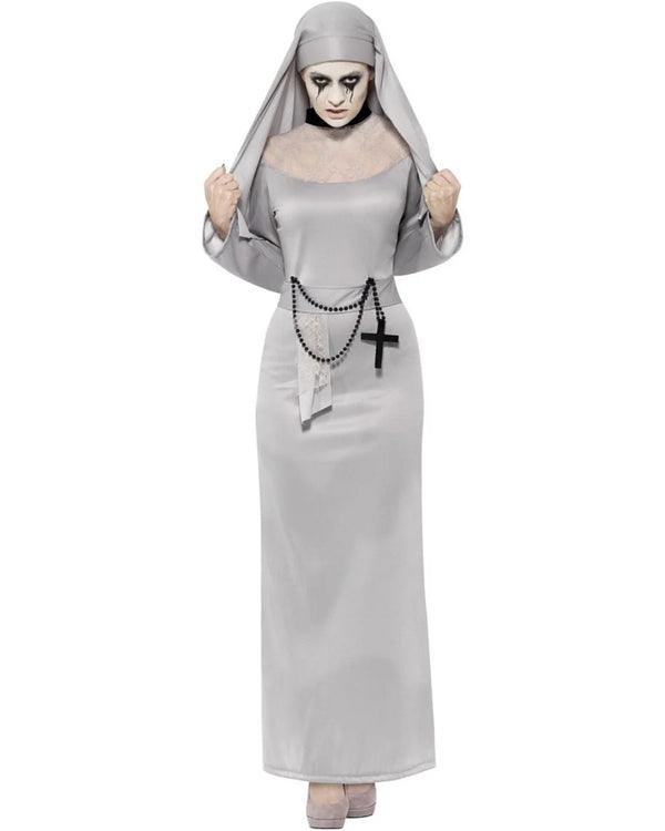 Grey Gothic Nun Womens Costume