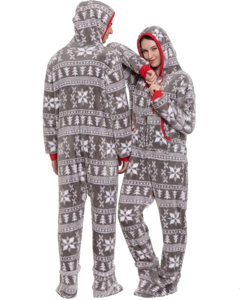 Christmas Grey Snowflake Adults Onesie