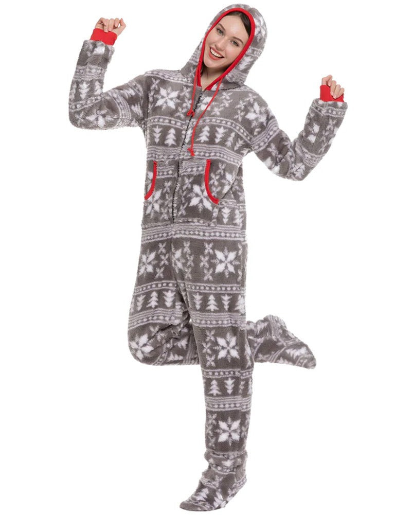 Christmas Grey Snowflake Adults Onesie