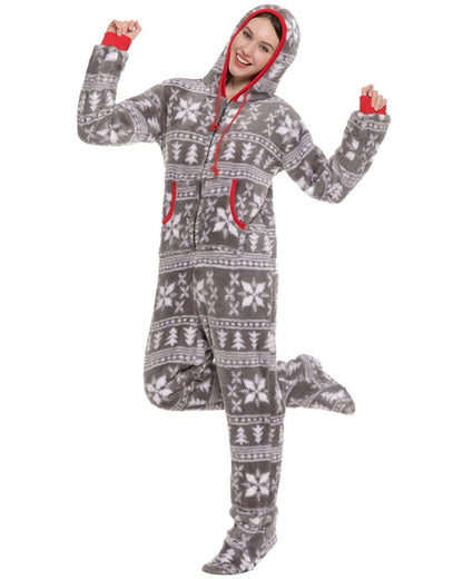 Christmas Grey Snowflake Adults Onesie