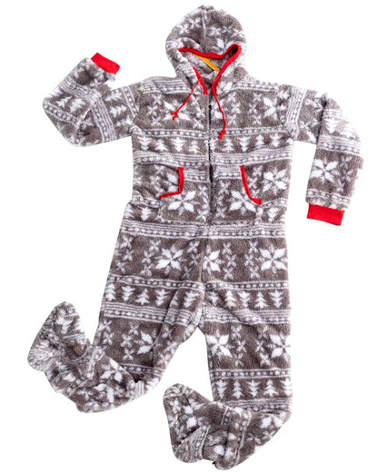 Christmas Grey Snowflake Adults Onesie