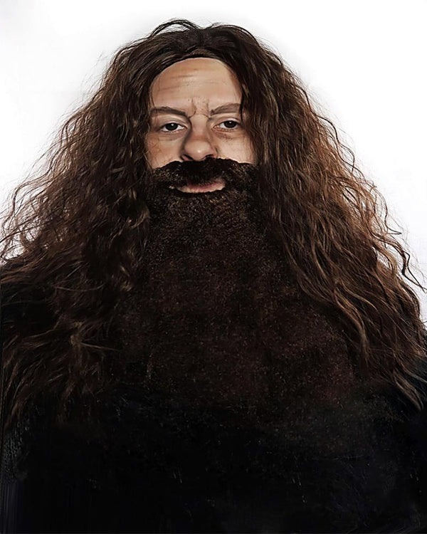 Gamekeeper Premium Long Brown Wavy Wig and Beard