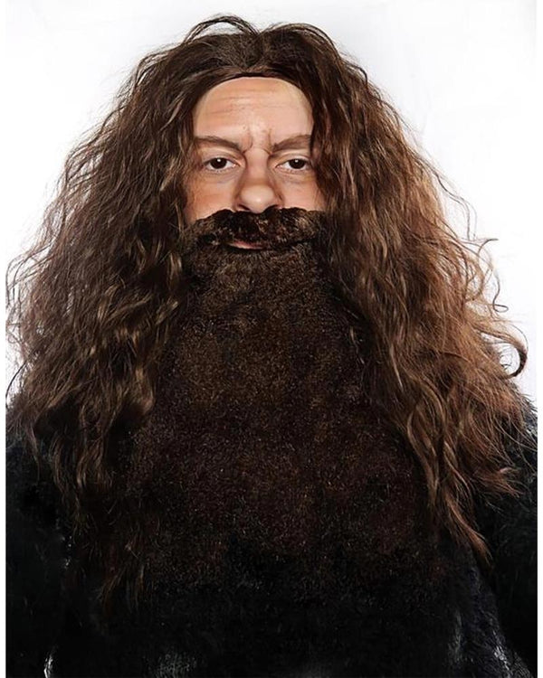 Gamekeeper Premium Long Brown Wavy Wig and Beard