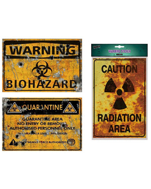 Halloween Warning Sticker 30cm Pack of 3