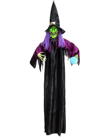 Hanging Halloween Animated LED Witch With Magic Ball 2m