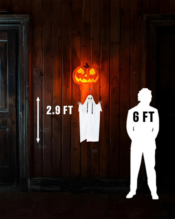 Hanging White Skeleton Animated Decoration 90cm