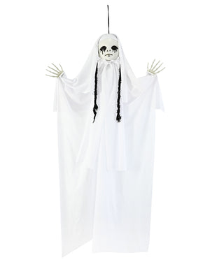 Hanging White Skeleton Animated Decoration 90cm