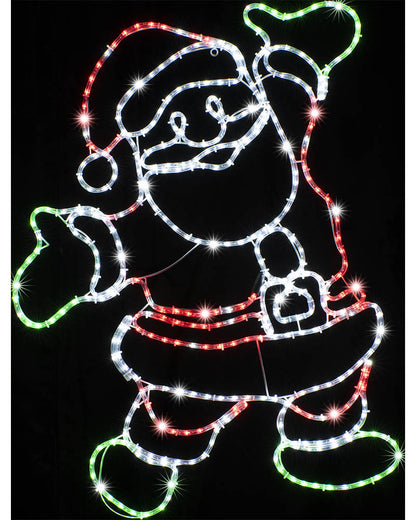 Happy Santa Twinkle Red Green Cool White Ropelight 1m