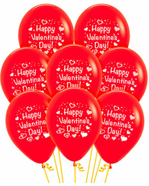 Happy Valentines Day and Hearts Fashion Red 30cm Sempertex Latex Balloons Pack of 12
