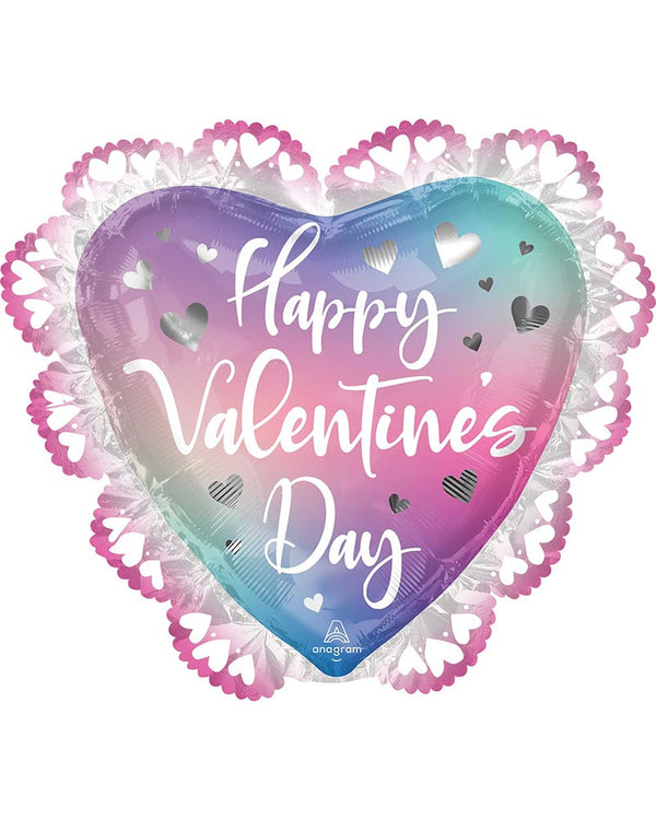 Happy Valentines Day Filtered Ombre Intricates 58cm SuperShape Foil Balloon
