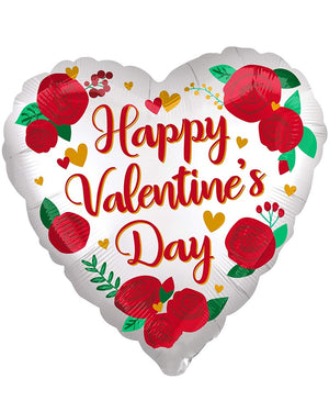 Happy Valentines Day Satin Infused Roses 45cm Foil Balloon