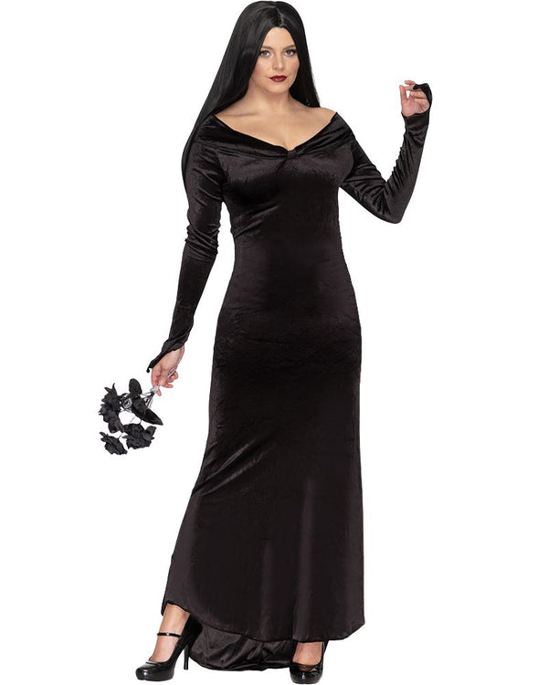 Kooky Matriarch Deluxe Black Velour Womens Dress