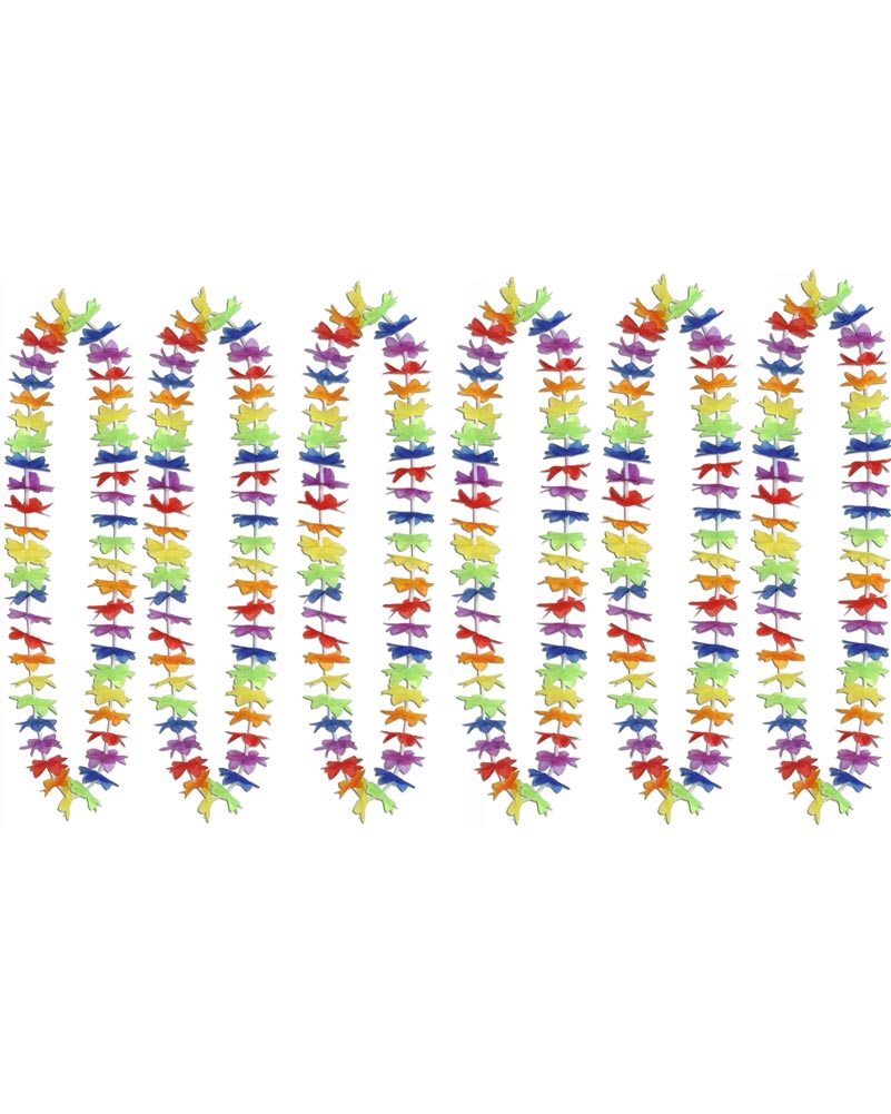 Hawaiian Rainbow Floral Lei Pack of 6