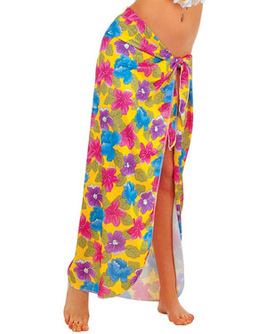 Colorful floral sarong on a white background