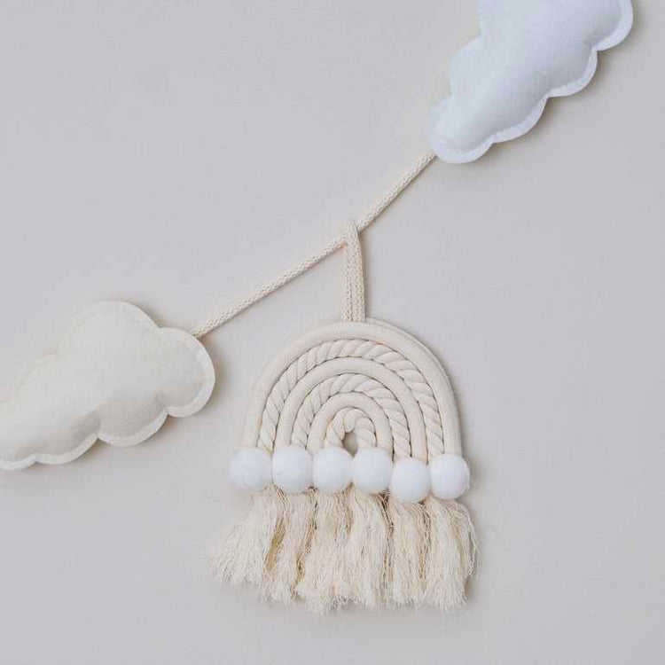 Hello Baby Macrame Rainbows & Clouds Nursery Baby Bunting