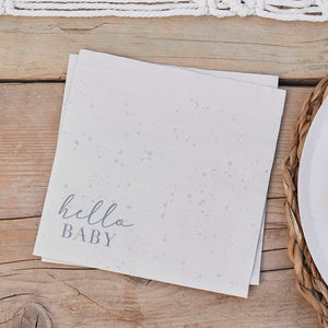 Hello Baby Napkins Cloud & Speckle Cream & Grey Pack of 16