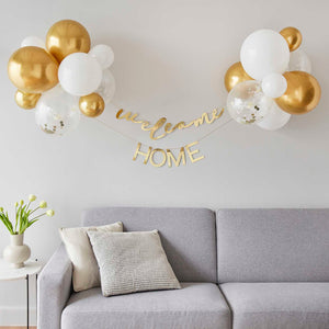 Hello Baby Balloon Backdrop Welcome Home Baby Kit Gold Pack of 31