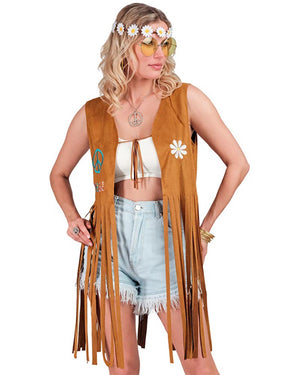 60s Brown Hippie Womens Vest