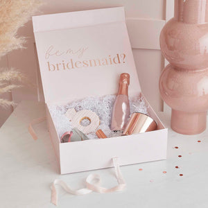 Blush Hen Bridesmaid Proposal Box Rose Gold Foil