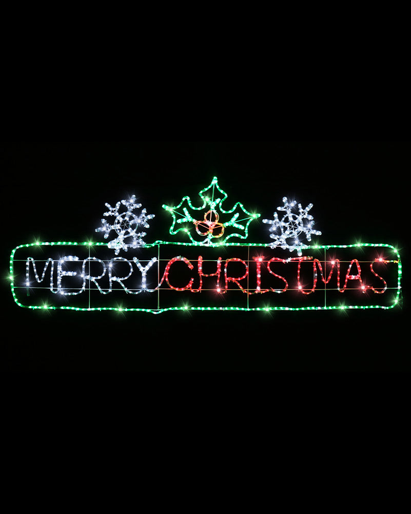 Holly Snow Merry Christmas Twinkling Ropelight 2m
