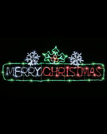 Holly Snow Merry Christmas Twinkling Ropelight 2m