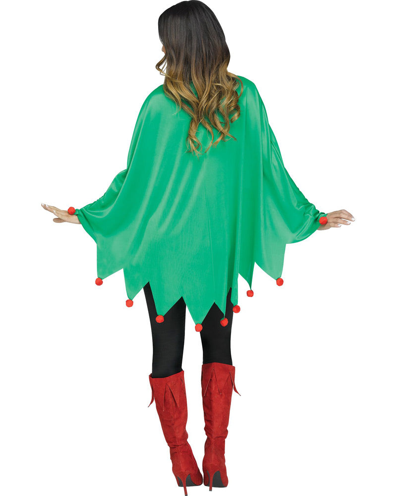 Hollyday Elf Poncho Womens Christmas Costume