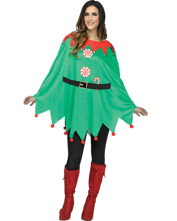 Hollyday Elf Poncho Womens Christmas Costume