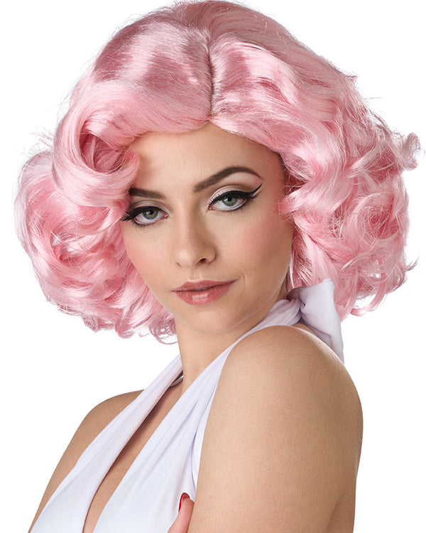 50s Hollywood Glamour Short Curly Pink Wig