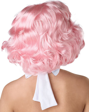 50s Hollywood Glamour Short Curly Pink Wig