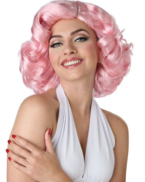 50s Hollywood Glamour Short Curly Pink Wig