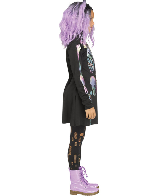 Holographic Skele Dress Girls Costume