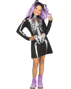 Holographic Skele Dress Girls Costume
