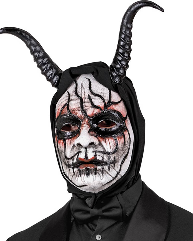 Hooded Commedia DellArte Demon Man Mask