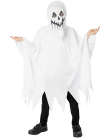 Hooded Ghost Poncho Boys Halloween Costume