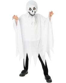 Hooded Ghost Poncho Boys Halloween Costume