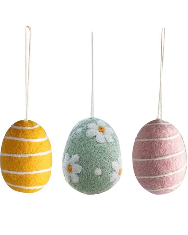 Hop Hop Hooray Felt Egg Tree Decorations Pack of 3