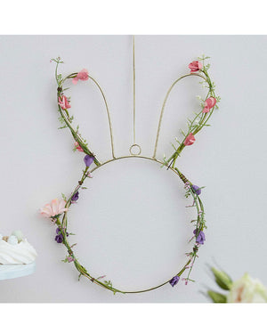 Hop This Way Contemporary Easter Bunny Wreath with Foliage
