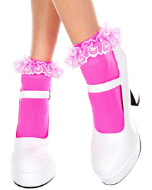 Hot Pink Ruffle Top Ankle Socks