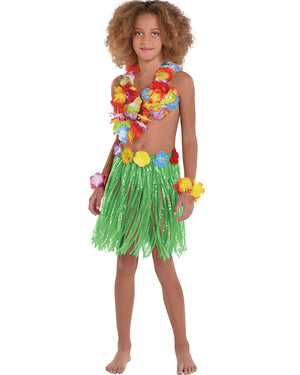 Lei Top Wristbands and Hula Skirt Set