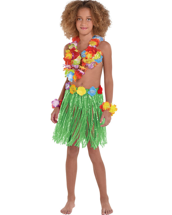 Lei Top Wristbands and Hula Skirt Set
