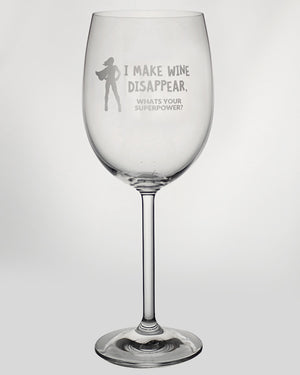 I Make Wine Disappear Engraved 360ml Wine Glass