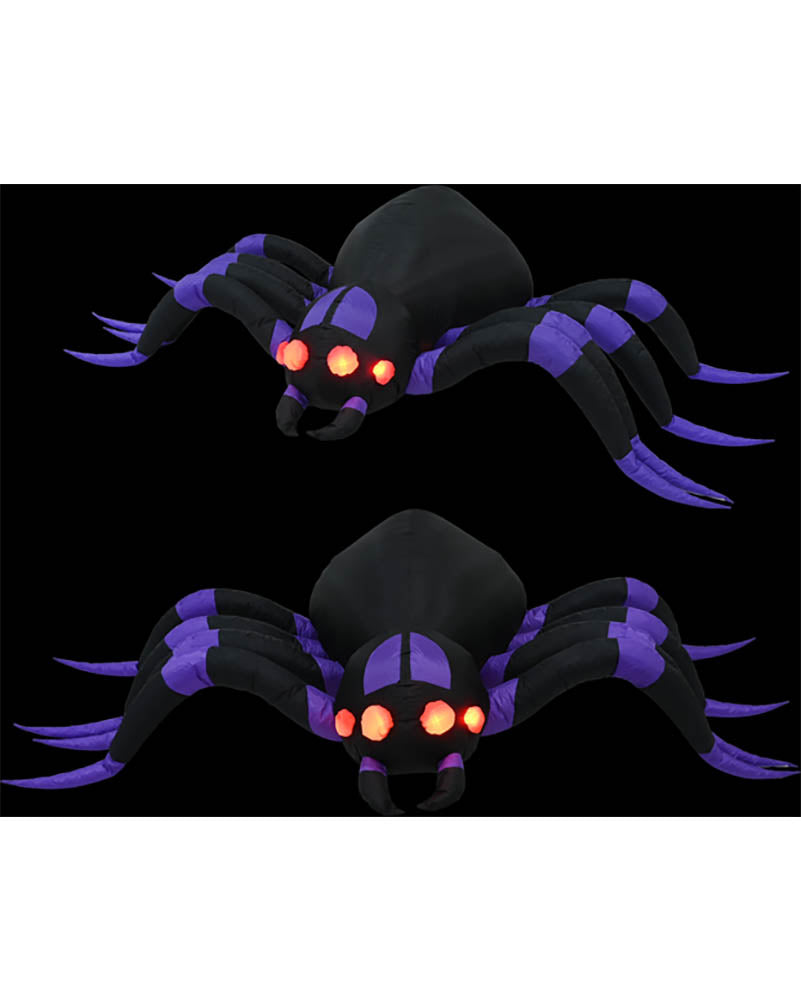 Two black spider-shaped products with glowing orange-red eyes and purple jointed legs, shown from different angles on a black background.