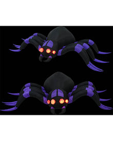 Two black spider-shaped products with glowing orange-red eyes and purple jointed legs, shown from different angles on a black background.